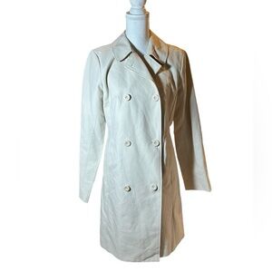 Willi Smith Cream Double Breasted Trench Coat